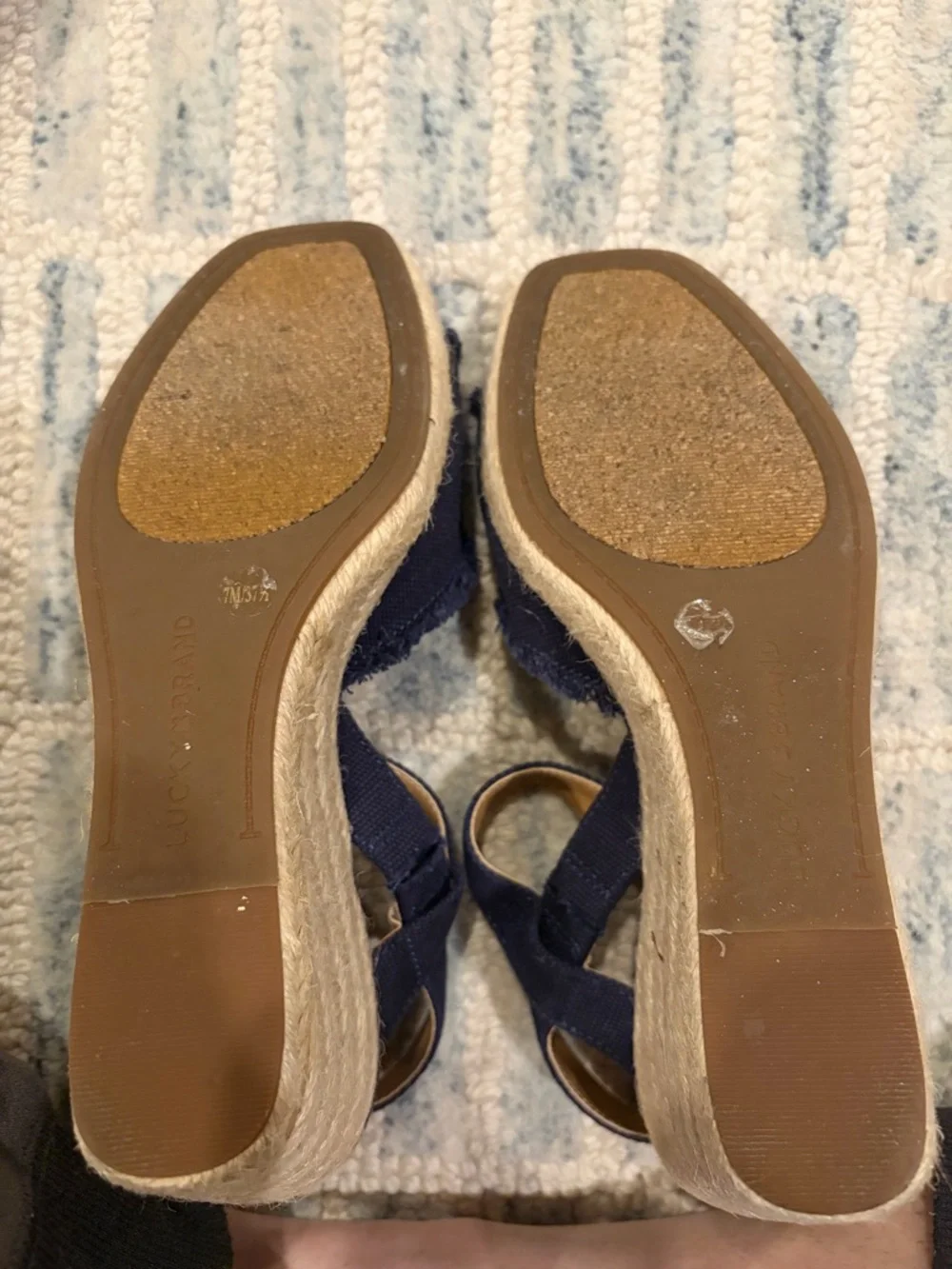 Lucky Brand Navy Canvas Espadrille Wedge Sandals - Picture 5 of 6